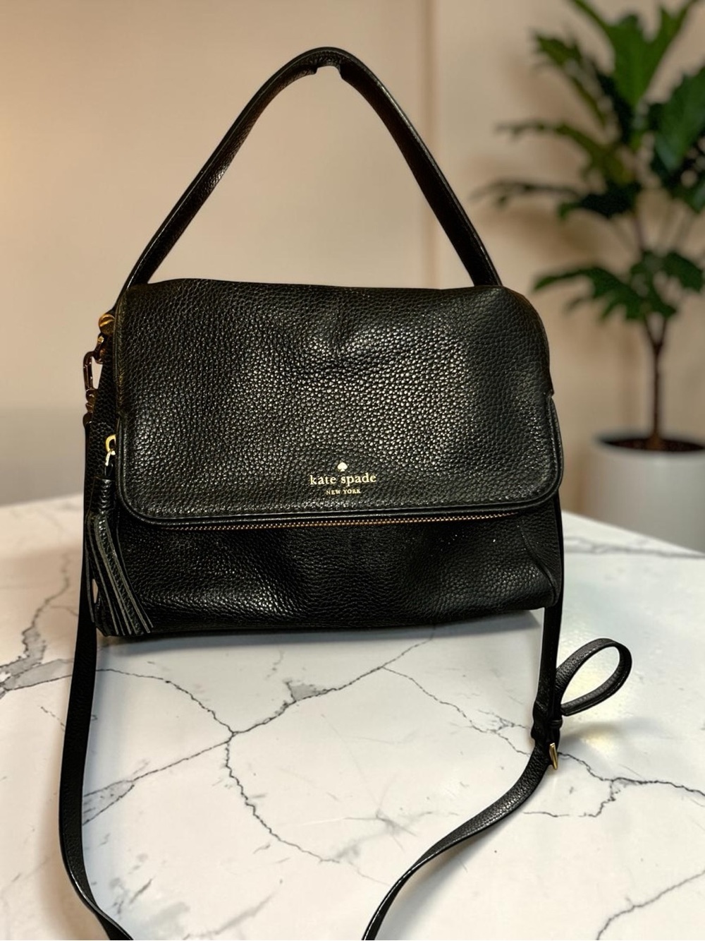 Kate Spade New York Black Pebbled Leather Crossbody Shoulder Bag - Picture 1 of 10